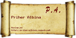 Priher Albina névjegykártya